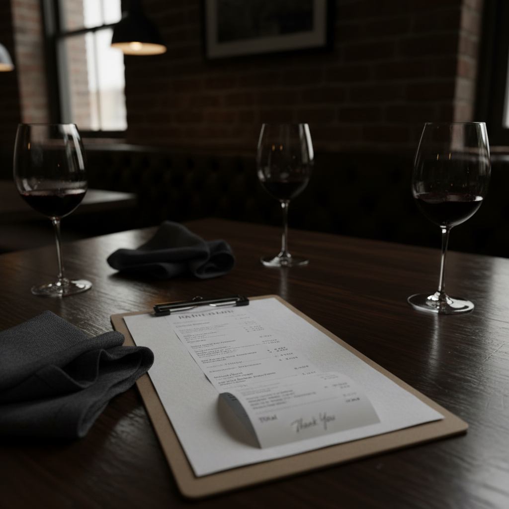 restaurant bill with service fee